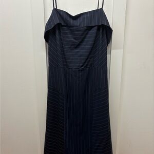 Banana Republic Spaghetti Strap Navy Pinstripe Dress